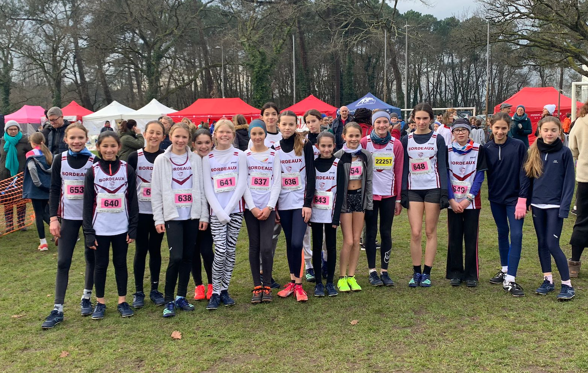 Benjamines du Stade Bordelais Athlétisme aux championnats de gironde de cross