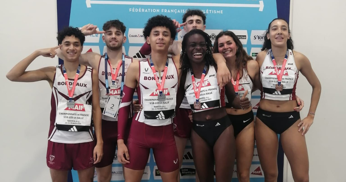 Les médaillés du Stade Bordelais Athlétisme aux Championnats de France U18 et U20 en salle