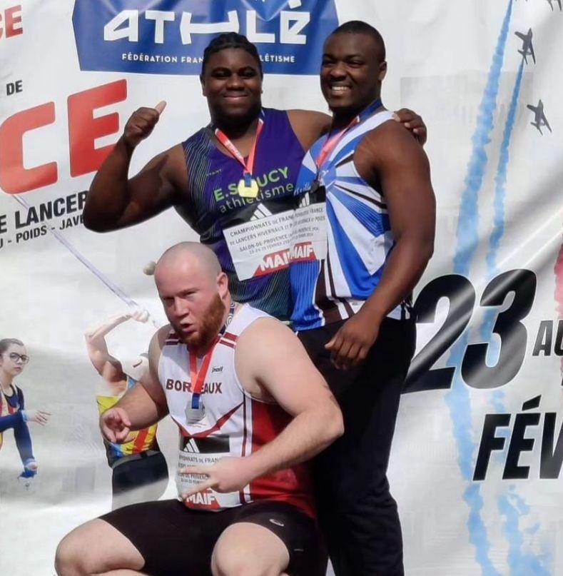 Evan JOURDAIN du Stade Bordelais Athlétisme vice-champion de France hivernale de poids espoir