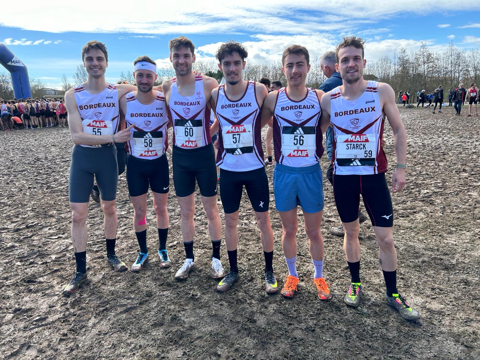 équipe masculine cross court du Stade Bordelais Athlétisme aux championnats de France de cross